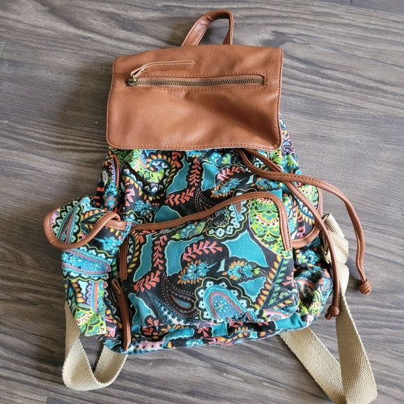 Madden Girl Patchwork Woven Backpack Bag - Picture 1 of 5